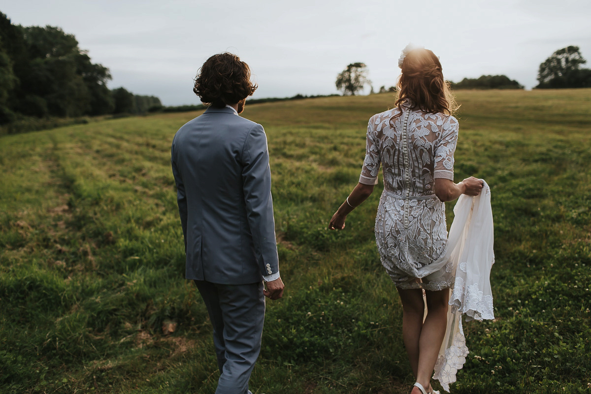 Kate were a personalised and embroidered Hermione de Paula gown for her Cripps Barn Wedding. Photography by Lee Garland.