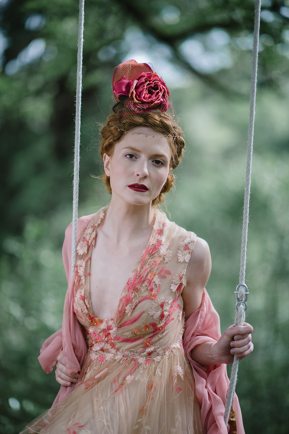 Fragonard coral pink nude embroidered tulle wedding dress JoanneFlemingDesign JMS 3 WEB