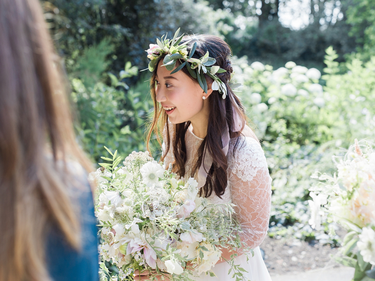 Anna Kara Lace and Flowers in her Hair for a Romantic Chinese-Irish ...