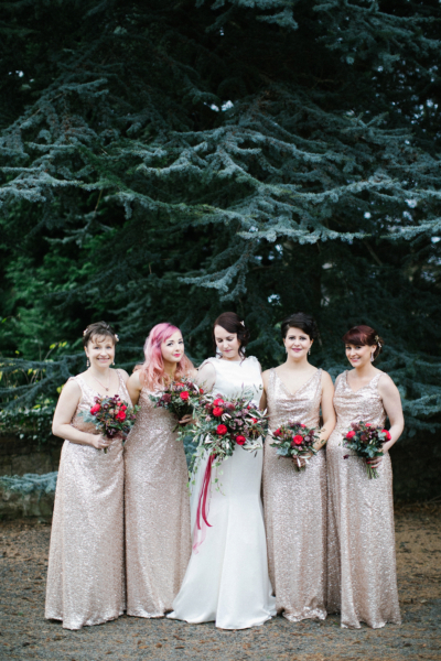 An Art Deco Glamour Inspired Winter Wedding with Bridesmaids in Sequins