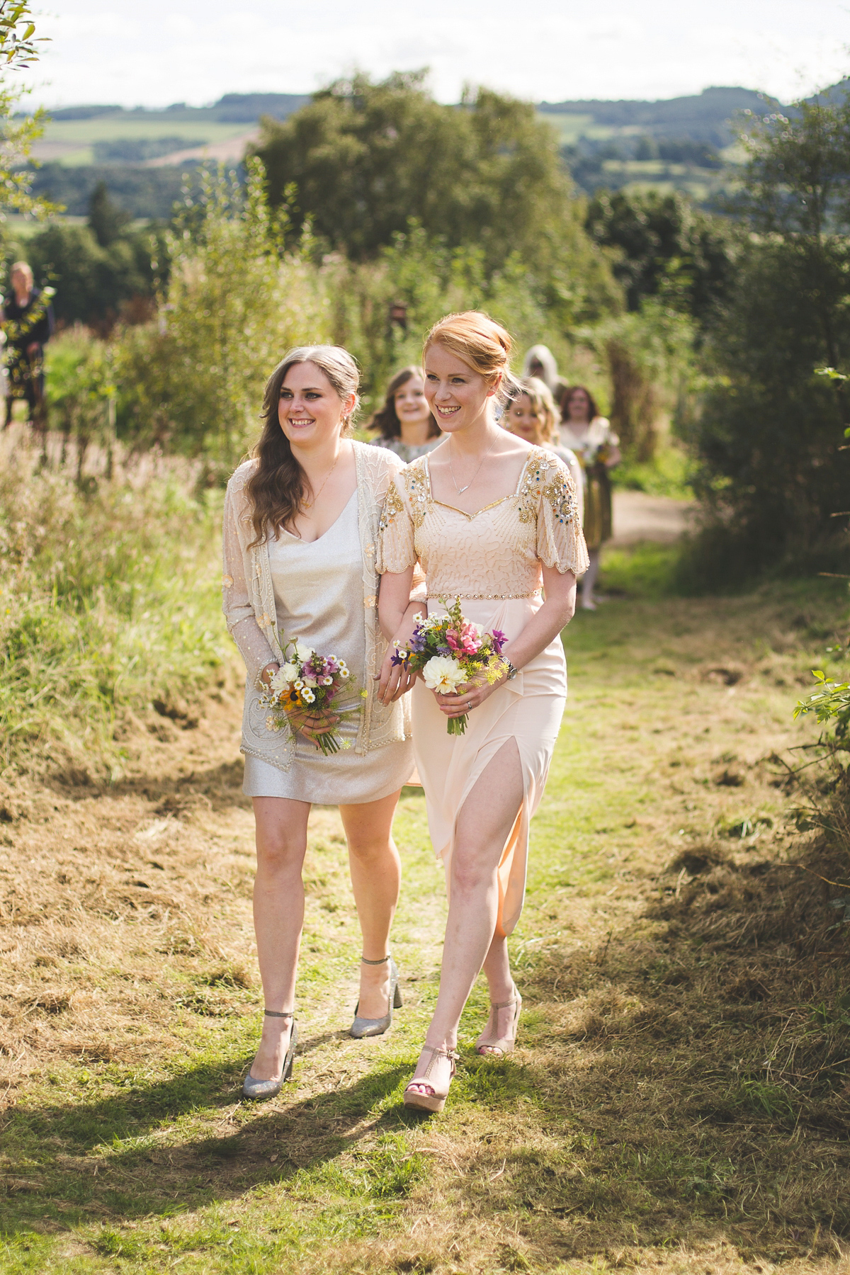 colourful outdoor woodland wedding scotland twirly dress 20 1