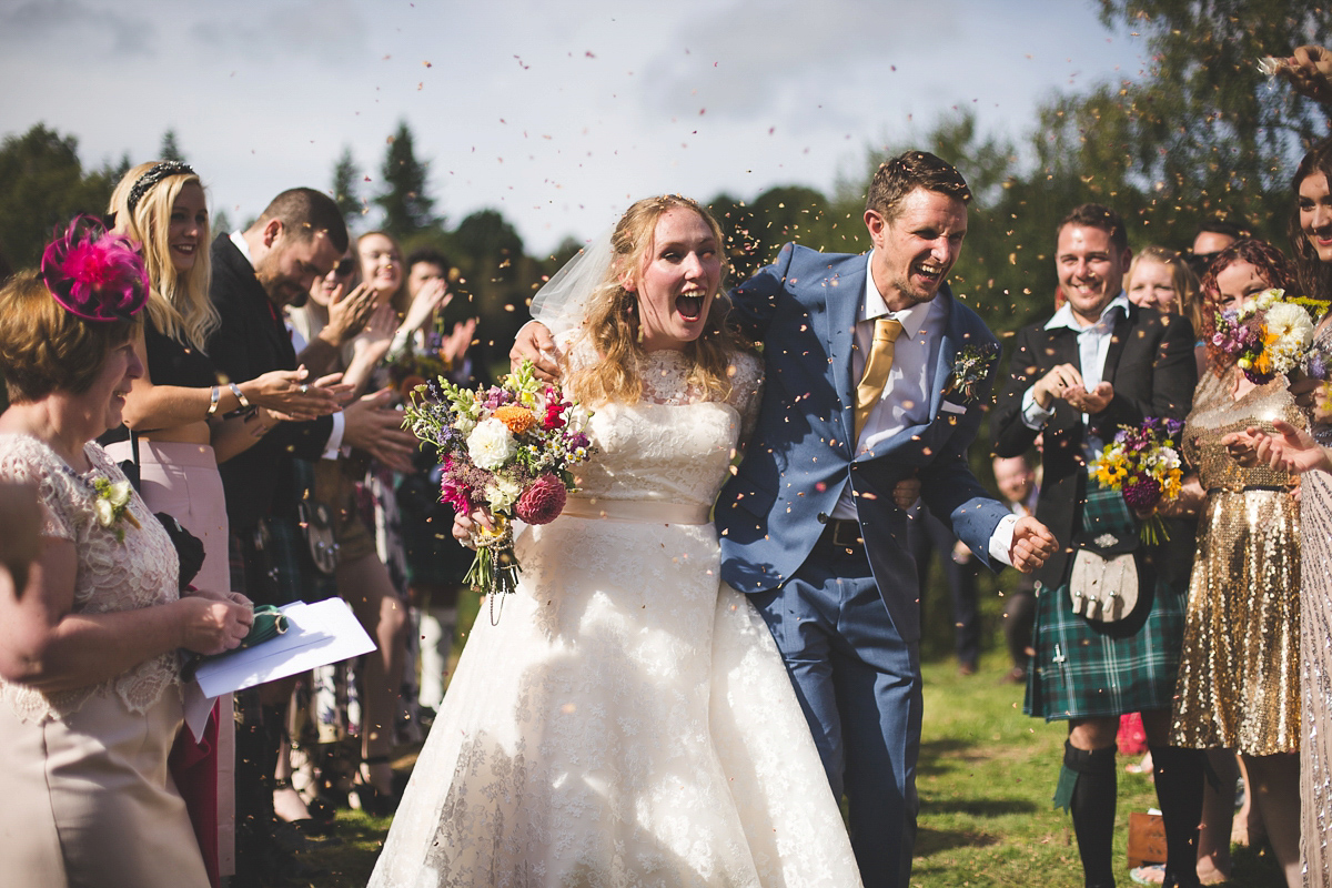 colourful outdoor woodland wedding scotland twirly dress 31 1