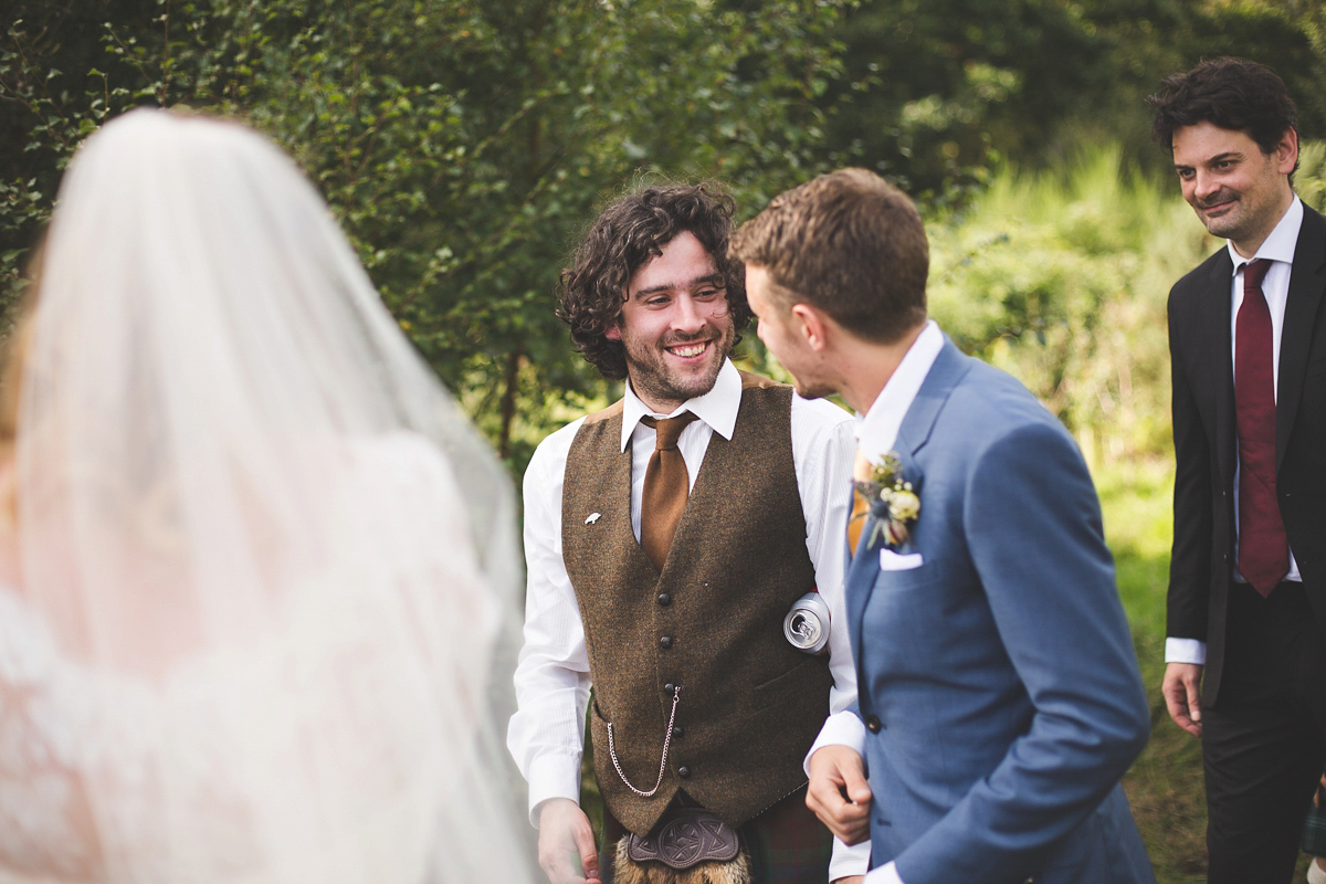 colourful outdoor woodland wedding scotland twirly dress 35 1