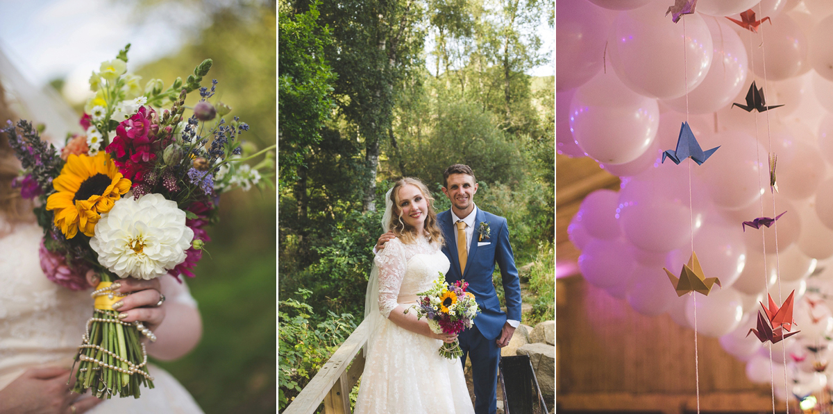 colourful outdoor woodland wedding scotland twirly dress 36 copy