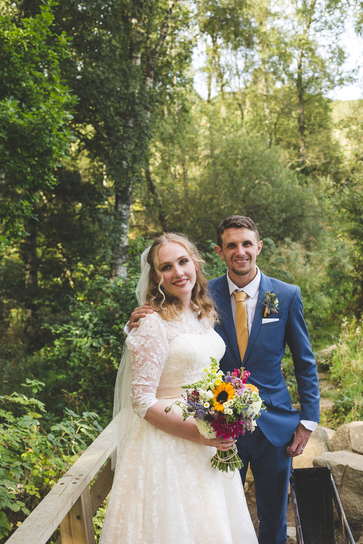 colourful outdoor woodland wedding scotland twirly dress 39 1