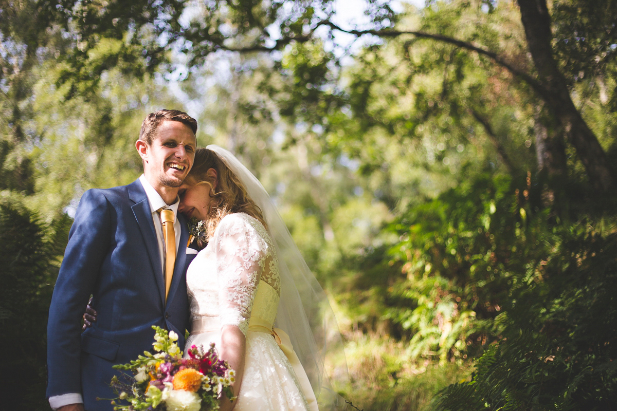 colourful outdoor woodland wedding scotland twirly dress 41 1