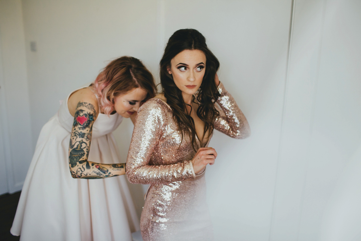sequin dress vegan wedding london 11 1 - A Pink Sequin Gown for an Earth-friendly and Vegan London Wedding sequin dress vegan wedding london 11 1
