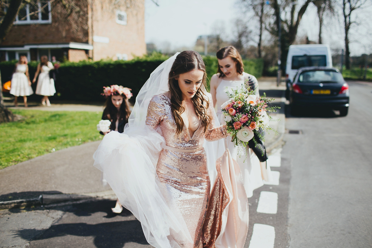 sequin dress vegan wedding london 15 1 - A Pink Sequin Gown for an Earth-friendly and Vegan London Wedding sequin dress vegan wedding london 15 1