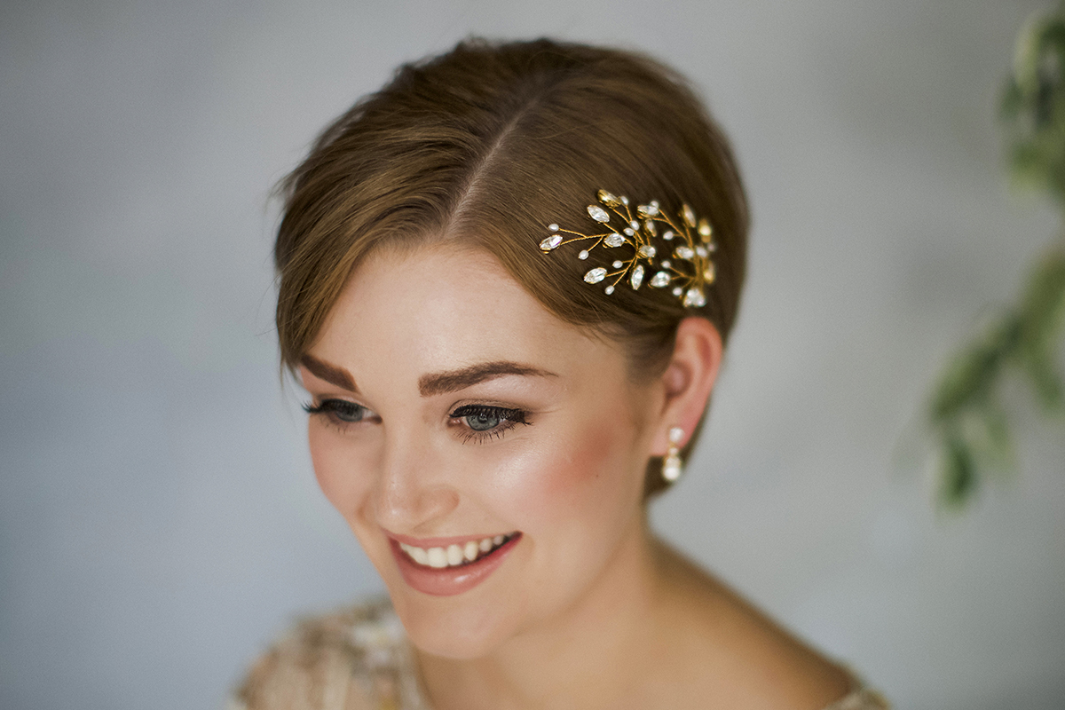Accessories Hair Accessories Hair Pins Elegant Rustic Leaf Golden Hair Pin Handcrafted Bridal Hair Pin 