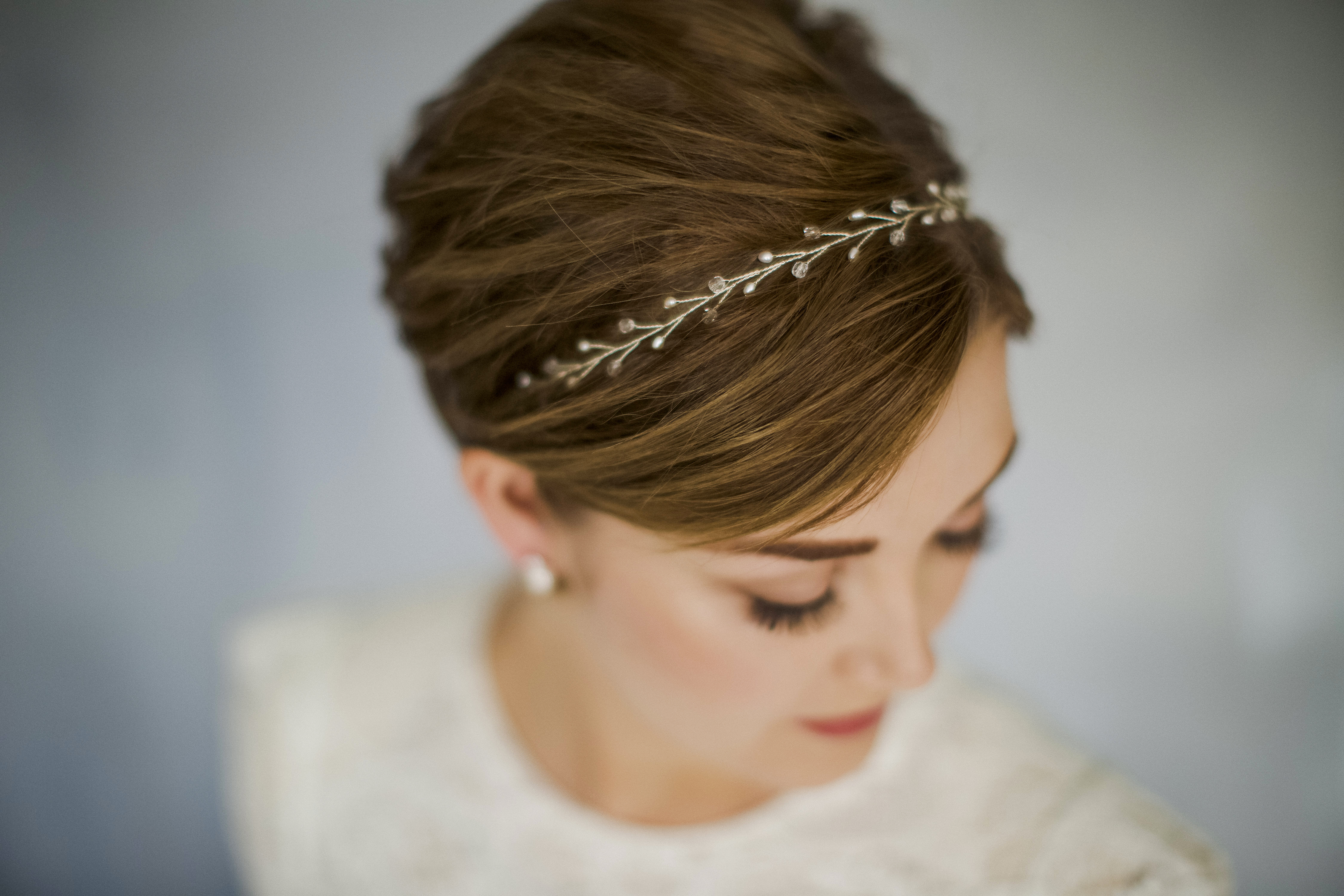 Silver Bendable Pearl Crystal Bridal Vine Wedding Headband Hair Accessories XS 