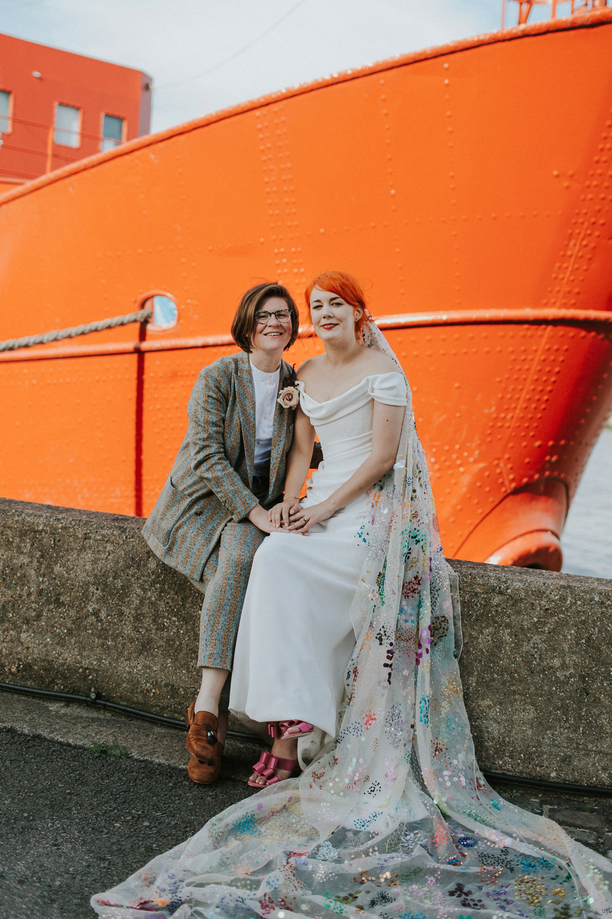 A Sequin Veil for a Fabulously Colourful and Quirky Lesbian Wedding Love My Dress, UK Wedding Blog, Podcast, Directory and Shop pic image