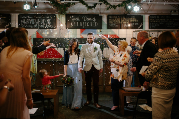 A Bride In a Blue Skirt For A Laid Back, Modern Wedding Planned in Six Weeks