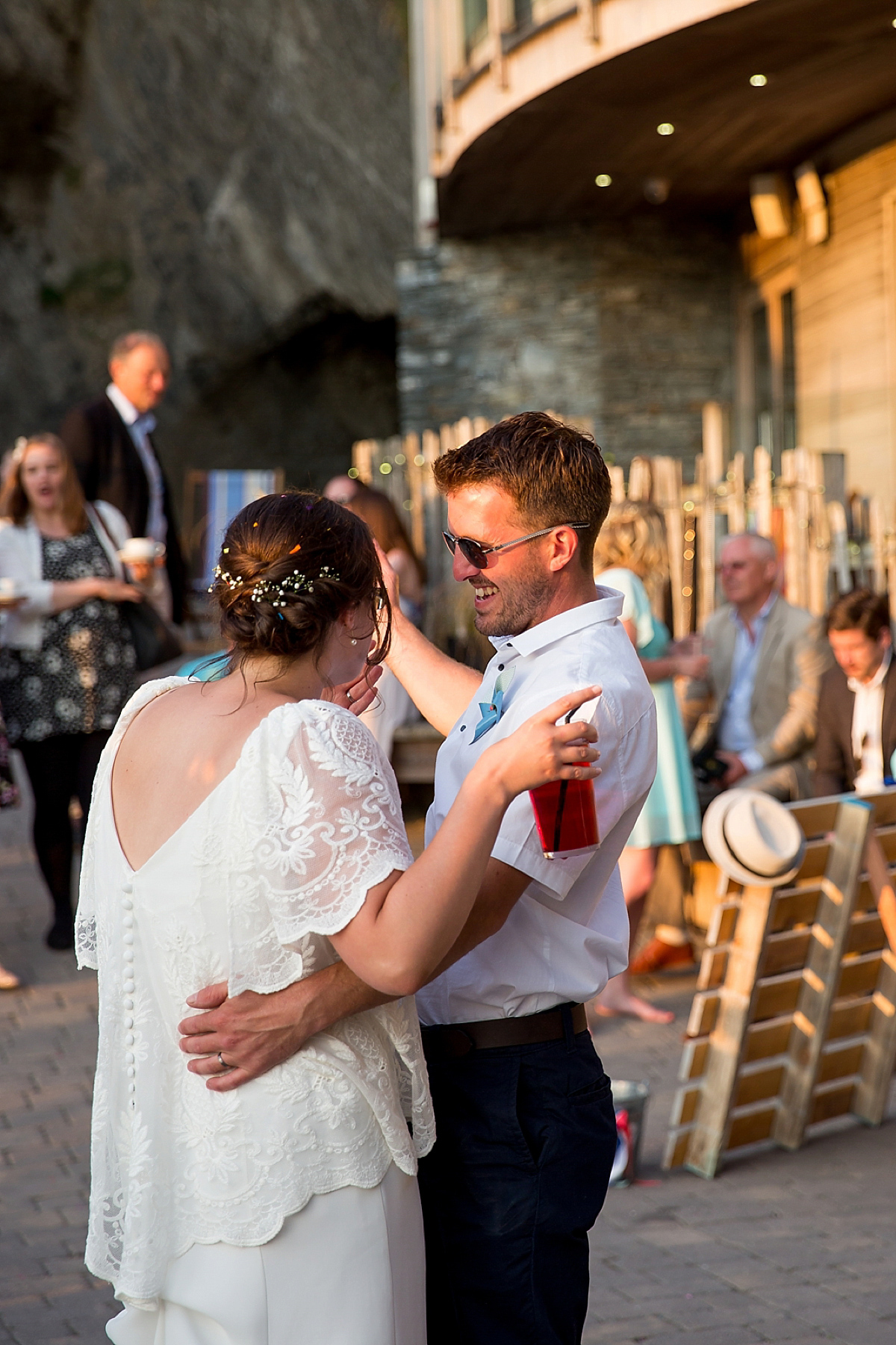 bouret lace beach wedding devon 5 3