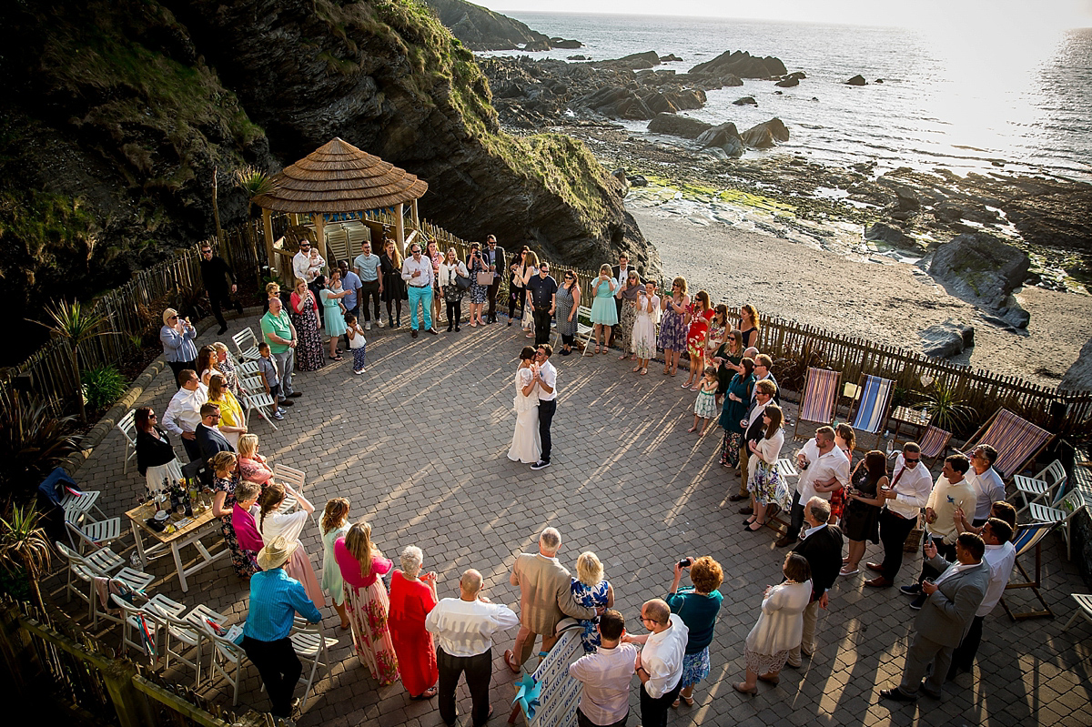 bouret lace beach wedding devon 6 3