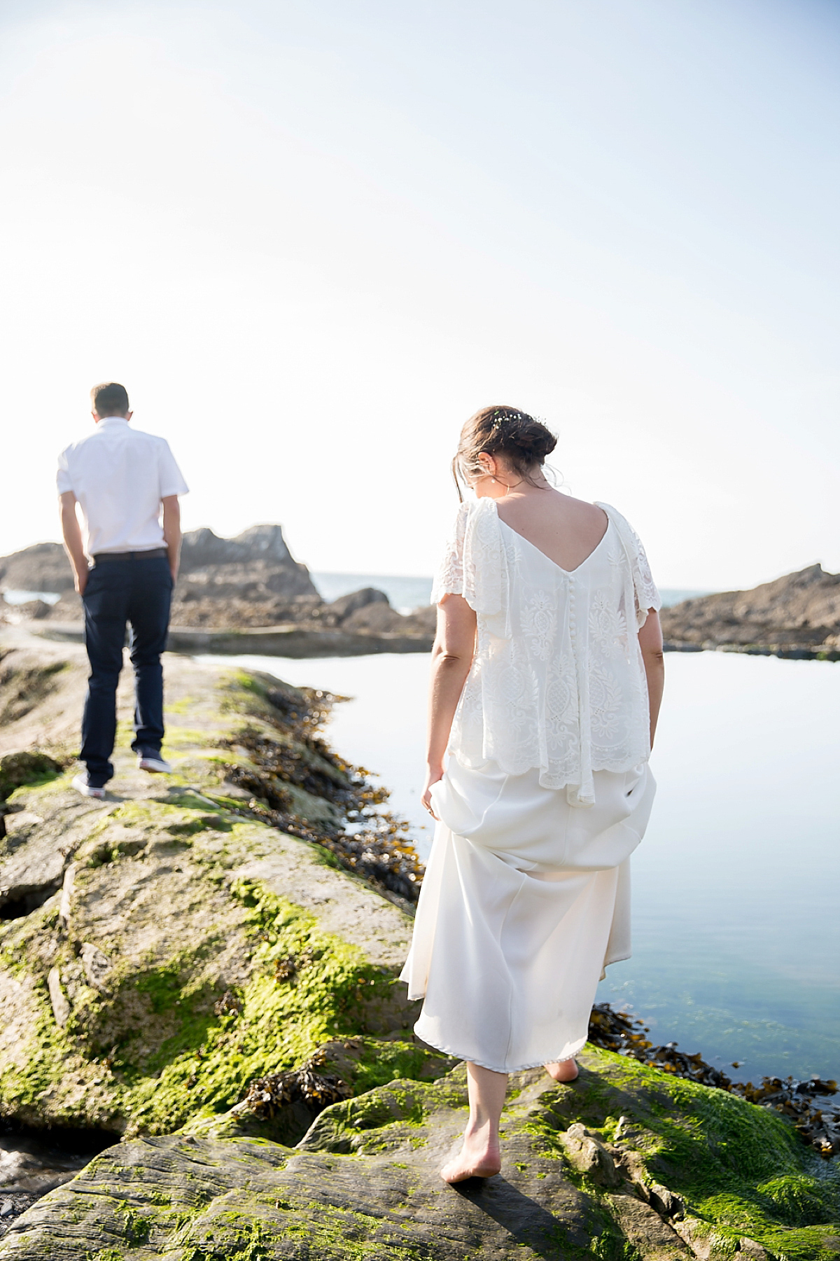 bouret lace beach wedding devon 8 3