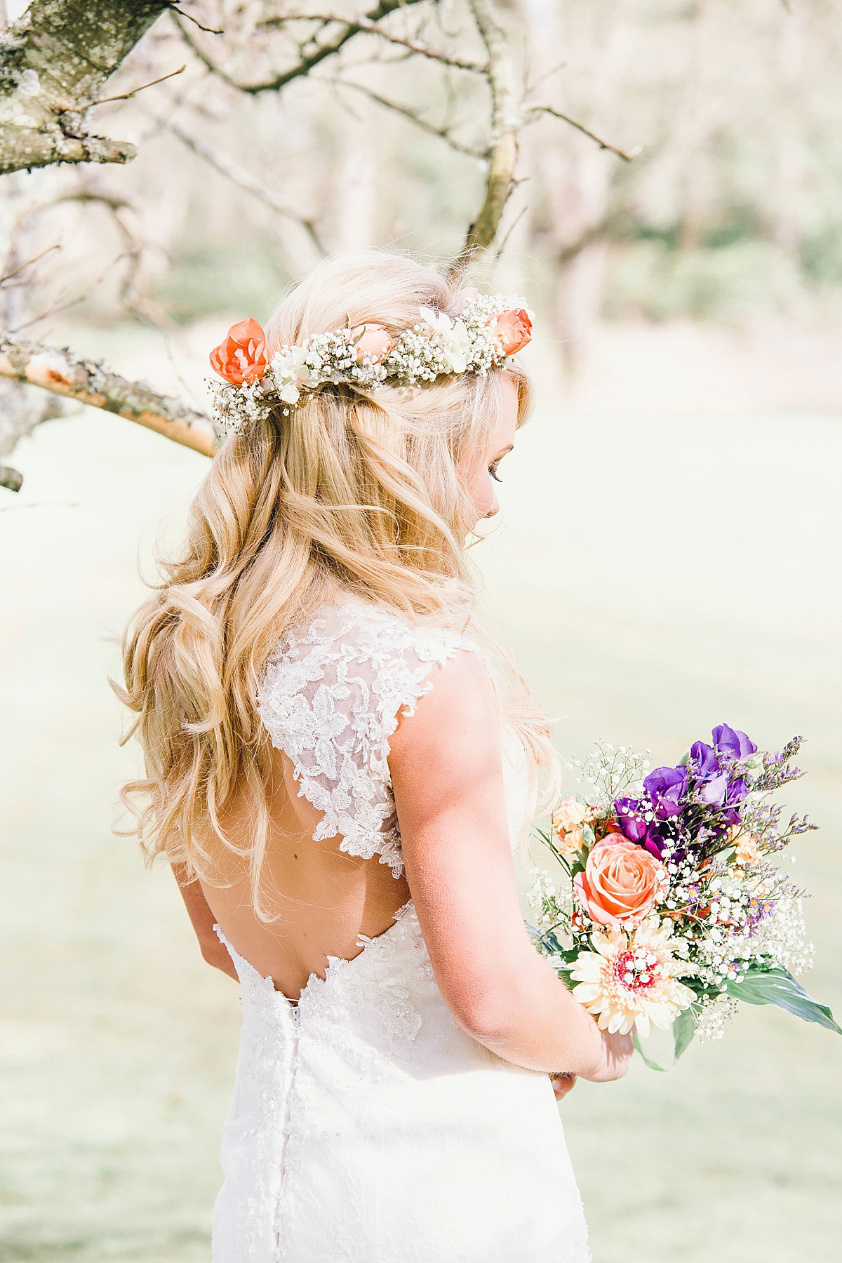 essense of australia peach wedding 10 1 - A Peach Toned Flower Crown and Essense of Australia Gown essense of australia peach wedding 10 1