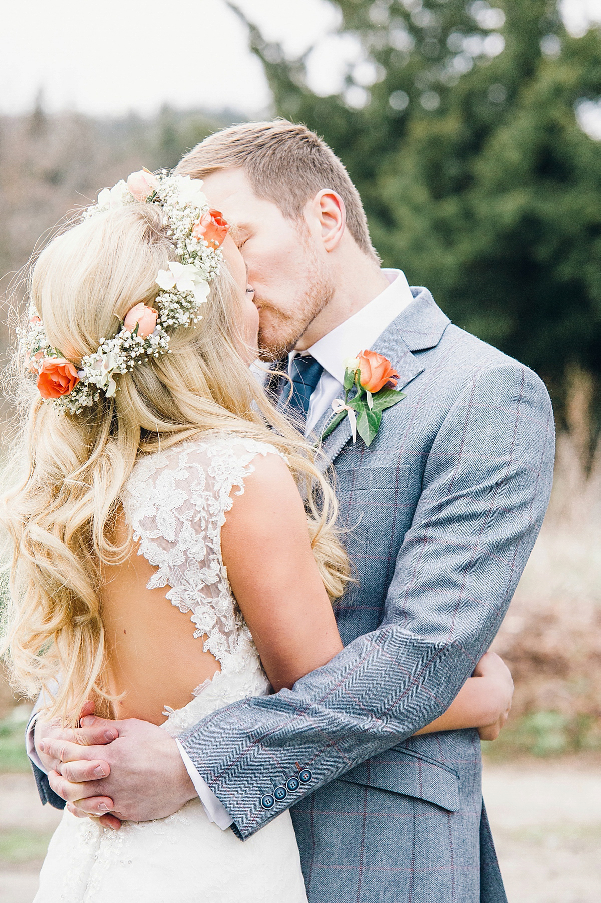 essense of australia peach wedding 12 1 - A Peach Toned Flower Crown and Essense of Australia Gown essense of australia peach wedding 12 1