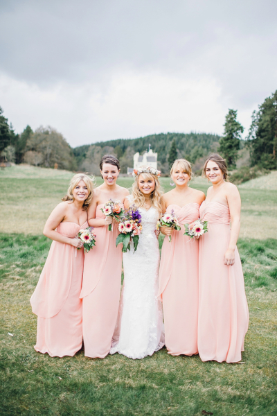 A Peach Toned Flower Crown and Essense of Australia Gown