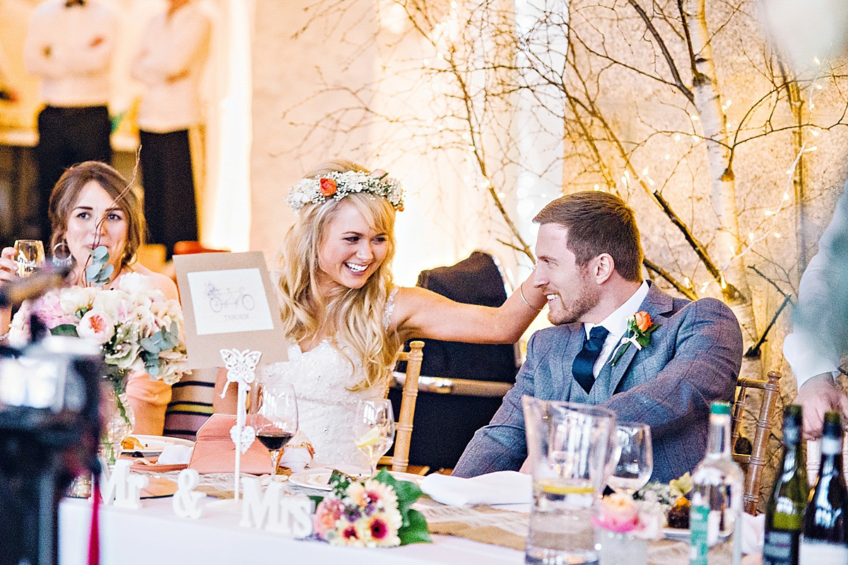 essense of australia peach wedding 6 1 - A Peach Toned Flower Crown and Essense of Australia Gown essense of australia peach wedding 6 1