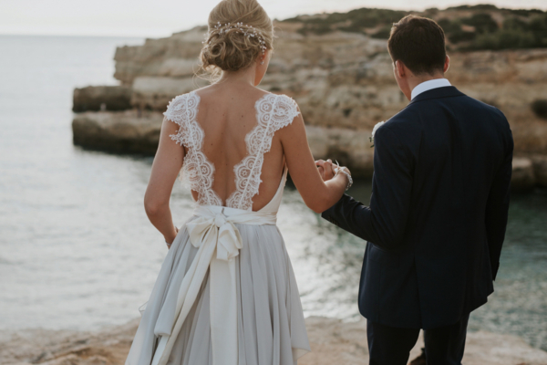 A Two-Toned Truvelle Dress for a Romantic Waterside Wedding in Portugal
