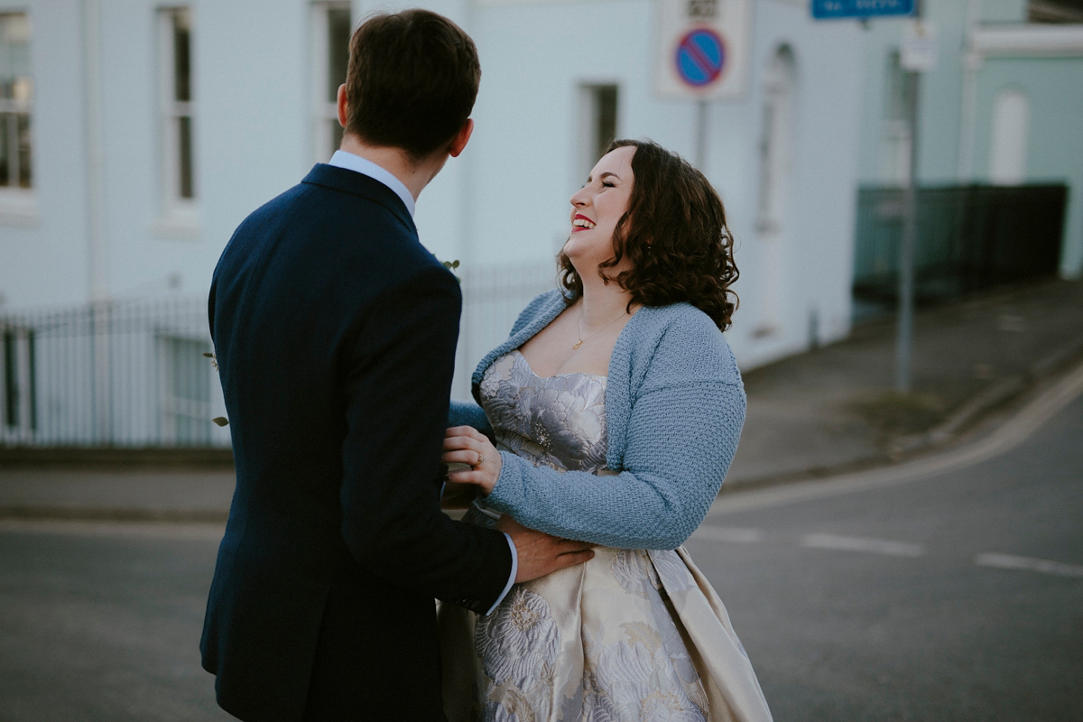 Oleg Cassini wedding dress 22 1 - A Glamorous Oleg Cassini Gown for a Stylish and Quirky Isle of Wight Wedding Oleg Cassini wedding dress 22 1