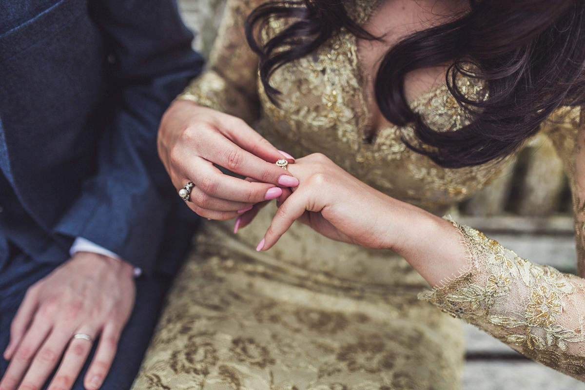 gold dress glasshouse wedding 16 1