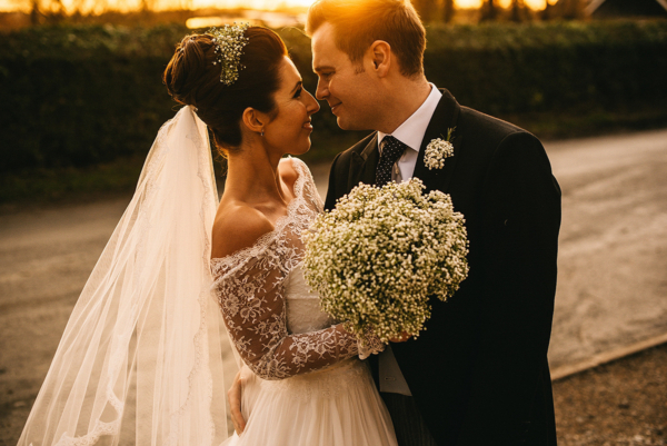 A Naomi Neoh Gown for a Glamorous Winter Barn Wedding