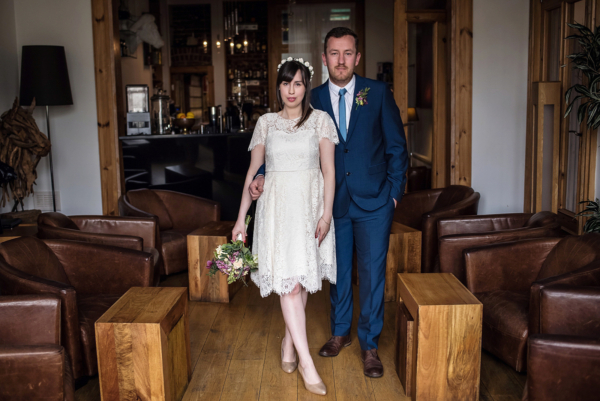 A Marks and Spencer Lace Dress and Gold Shoes for an Intimate and Stress Free Seaside Wedding
