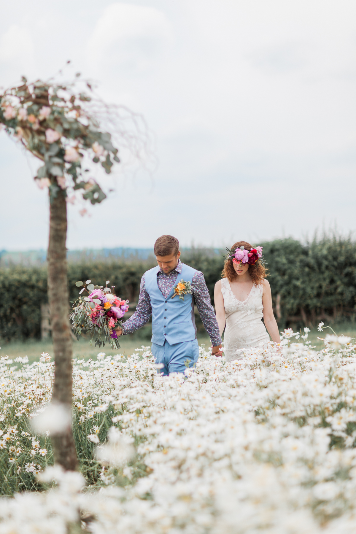 British wildflower meadow wedding inspiration - photography by Jo Bradbury.