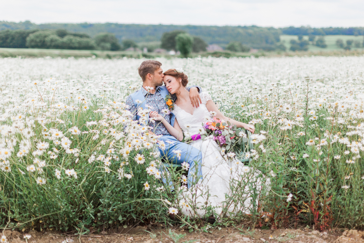 British wildflower meadow wedding inspiration - photography by Jo Bradbury.