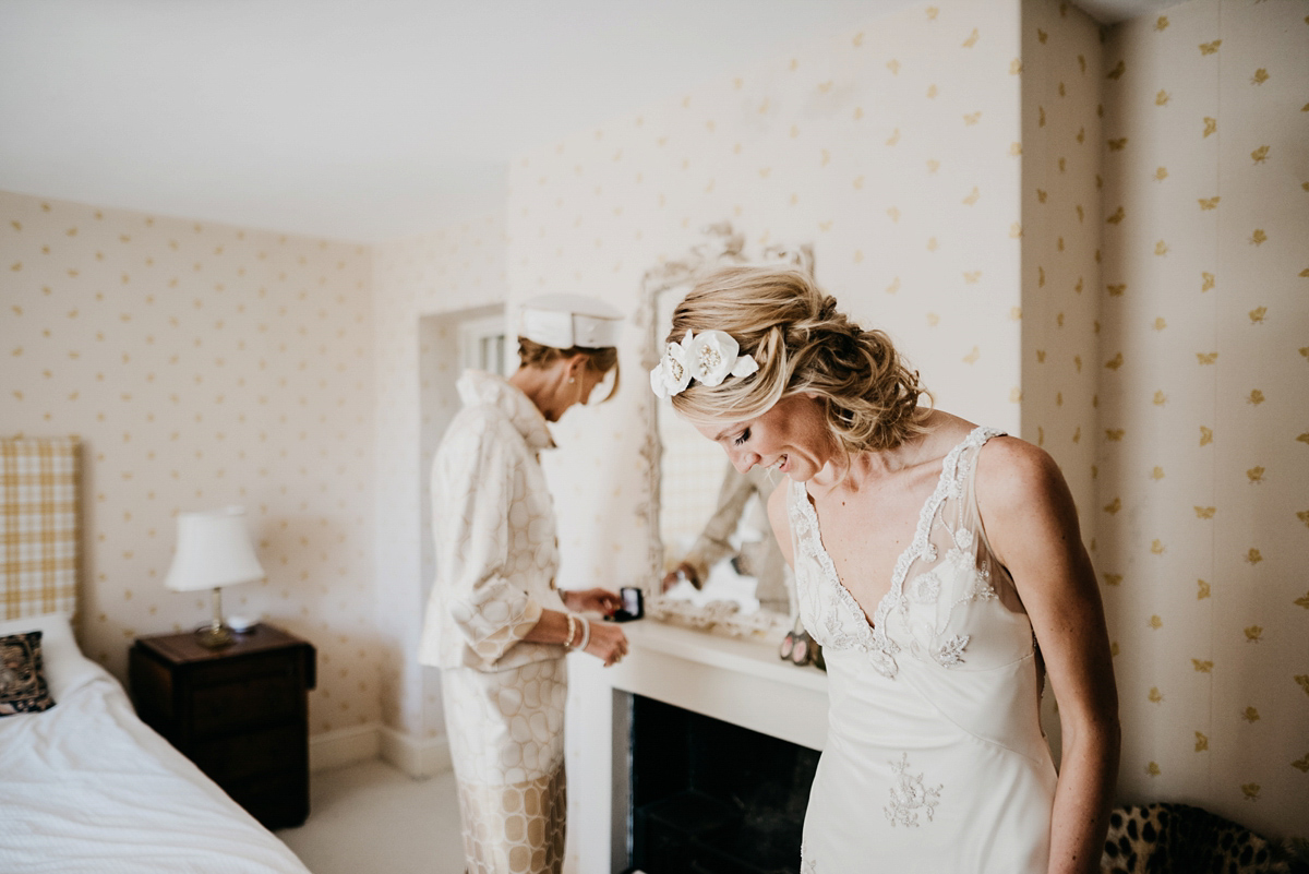 A Clinton Lotter dress for a marquee wedding at home. Photography by Andrew Brannan.