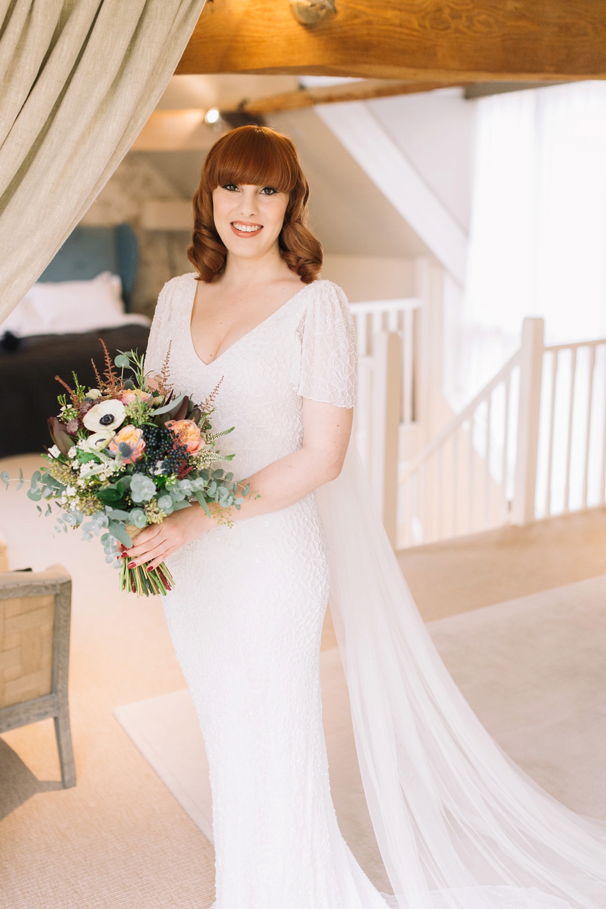 Bride Zoey wore a 1920’s inspired beaded Eliza Jane Howell gown. Images by Cat Lane Photography.