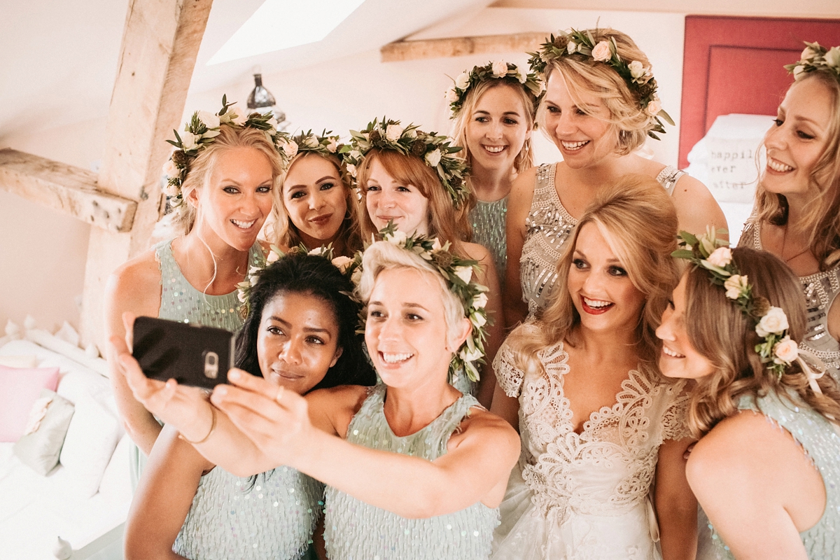 Jane Bourvis Lace and Maids in Floral Crowns for a Woodland Inspired Barn Wedding Love My Dress, UK Wedding Blog, Podcast, Directory and Shop image