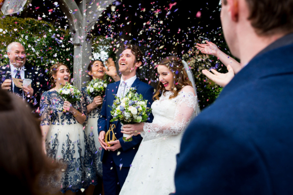 A Watters Dress For A Pretty Blue and White Country House Wedding