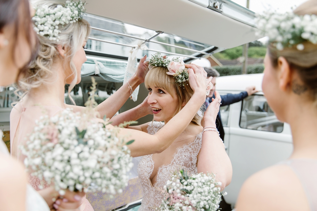 flower crown campervan pastel wedding 18