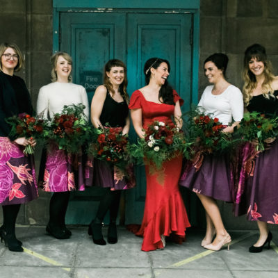 A Glamorous Red Dress for a Colourful and Cosy Winter Wedding in Scotland