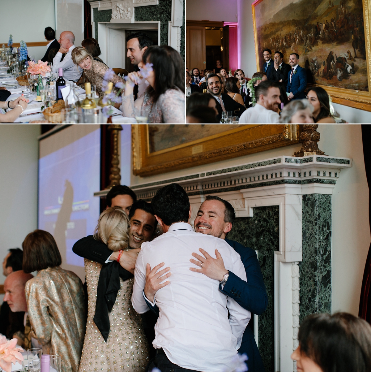 A bride in a gold, embellished Temperley London dress for her wedding at Rowallan Castle in Scotland. Images by Caro Weiss.