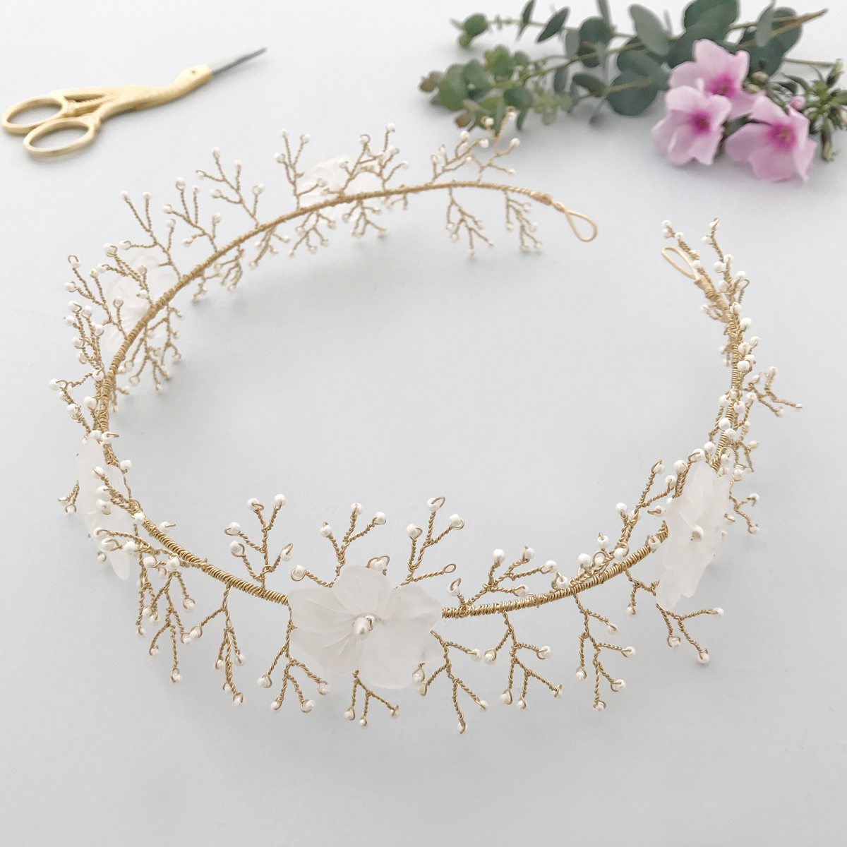 Gold flower wedding headband vine Sadie 2 - Handmade With Love – Bridal Accessories From Britten + Free Delivery On All Orders Gold flower wedding headband vine Sadie 2
