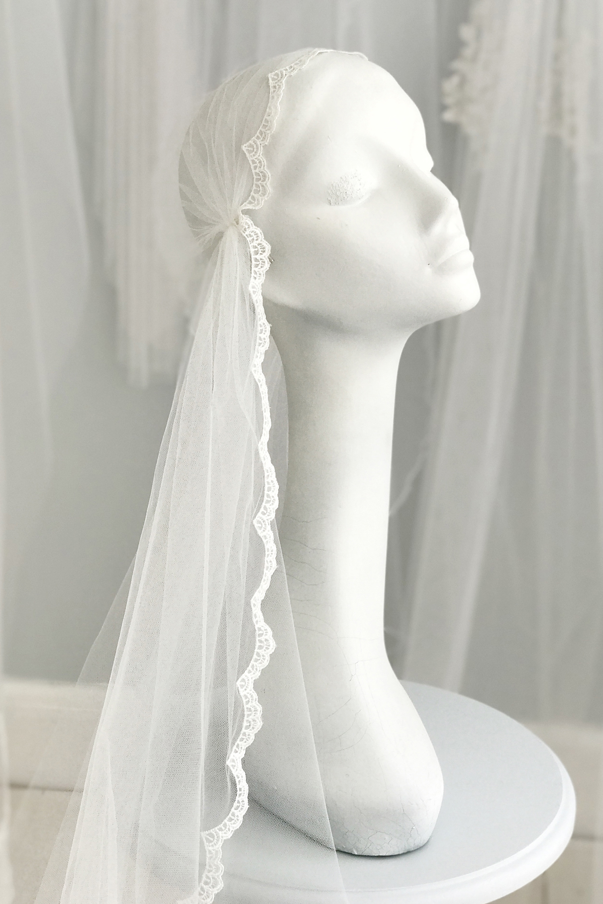 Juliet cap wedding veil with Ada lace 3