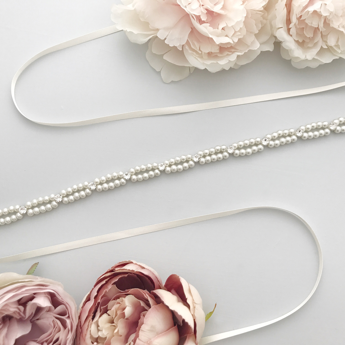 Pearl and crystal wedding belt Rylee 2 - Handmade With Love – Bridal Accessories From Britten + Free Delivery On All Orders Pearl and crystal wedding belt Rylee 2