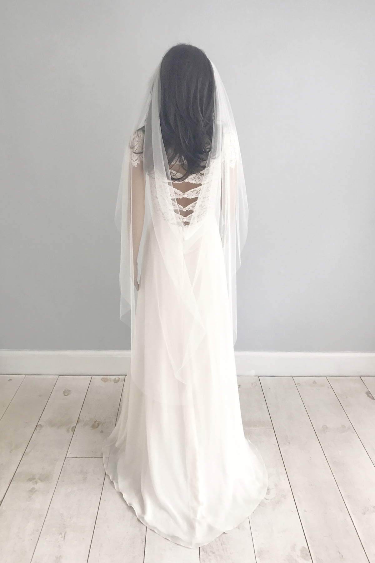 Silk style drape wedding veil two combs Saffron with jessica charleston dress 2