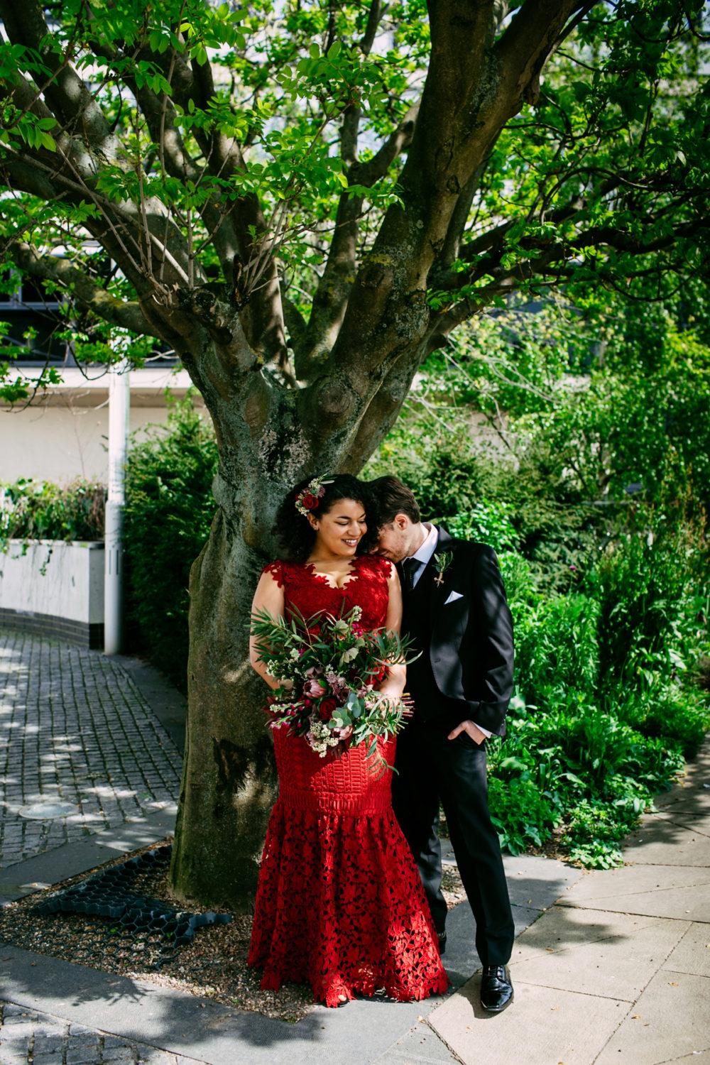 A Bride in Red for a Modern and Monochrome Urban Celebration Love My