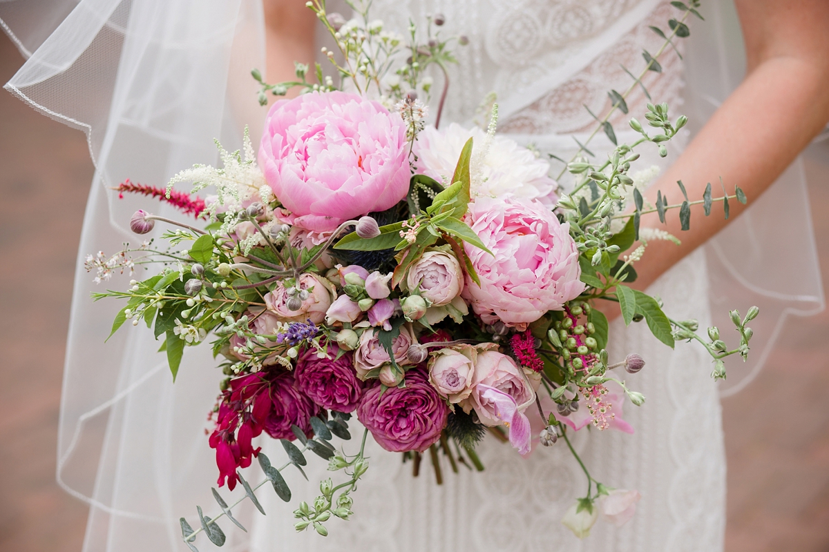 Helen King Photography Jess Dave 0105 - A Backless Watters Wedding Dress and Pretty Pink Peonies Helen King Photography Jess Dave 0105