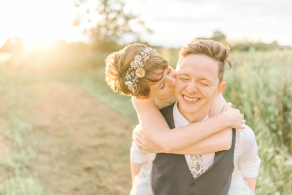 A Blue Silk Claire Pettibone Dress For A Brambly Hedge Inspired Village Hall Wedding
