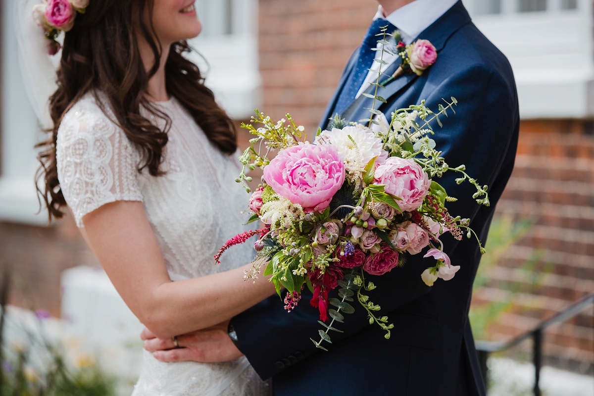 watters dress london nottingham wedding 15 - A Backless Watters Wedding Dress and Pretty Pink Peonies watters dress london nottingham wedding 15