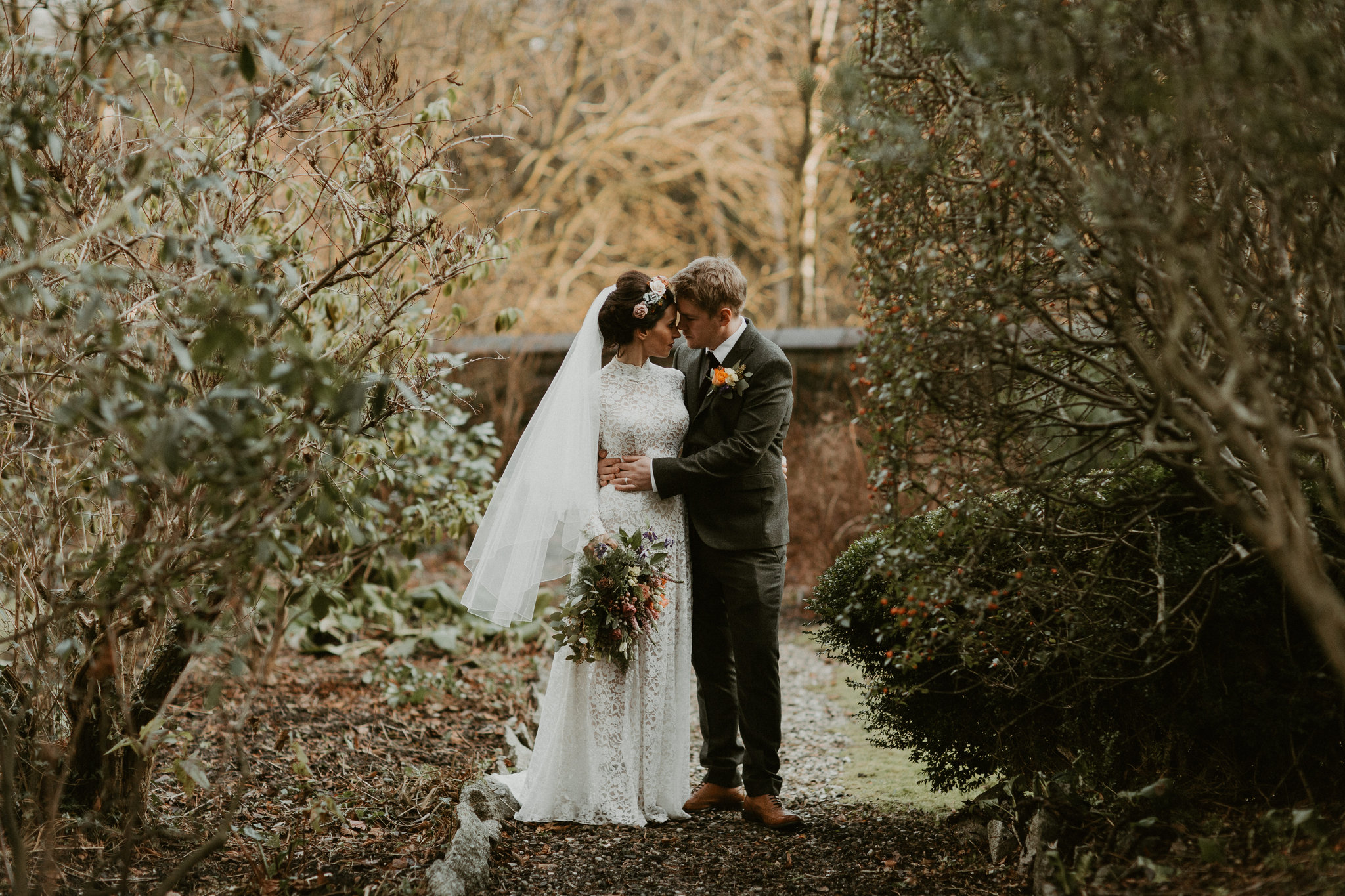 A First Look and a Humanist Ceremony at Home for a Vintage Bride's Intimate Winter Wedding 5 LC240