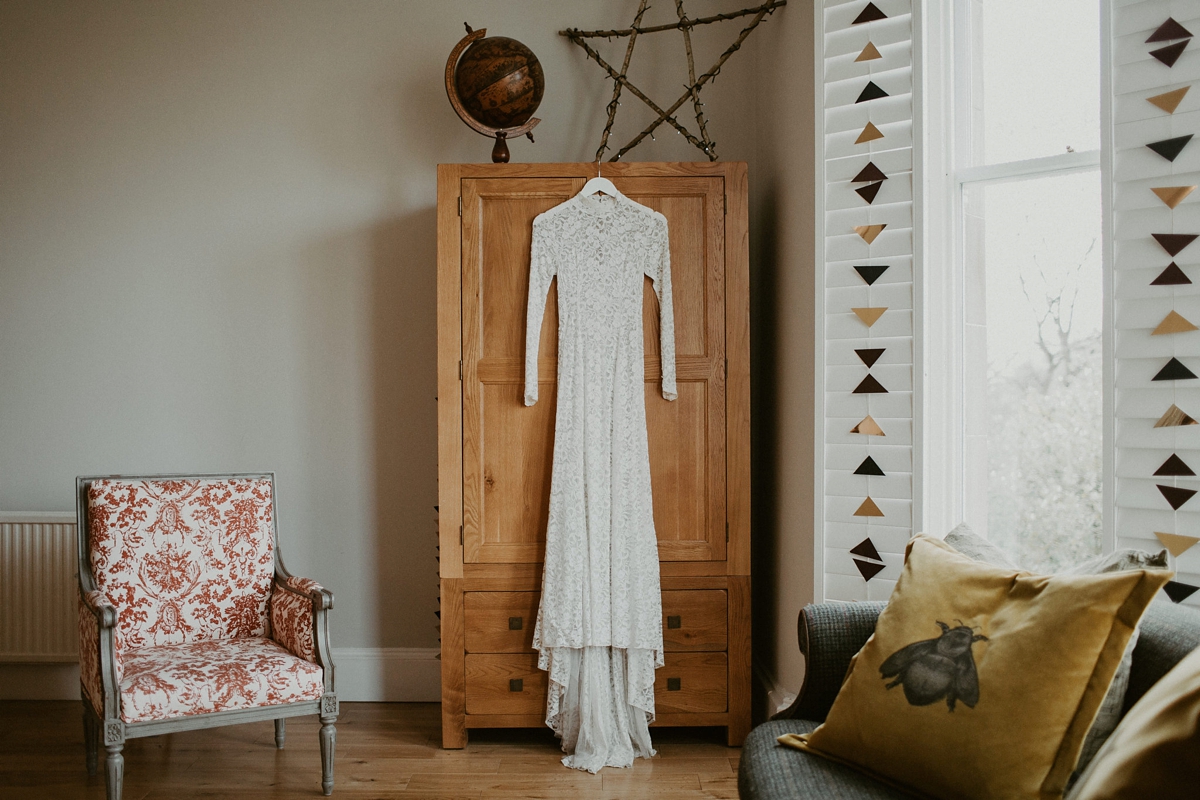 long sleeved wedding dress at home vintage 10