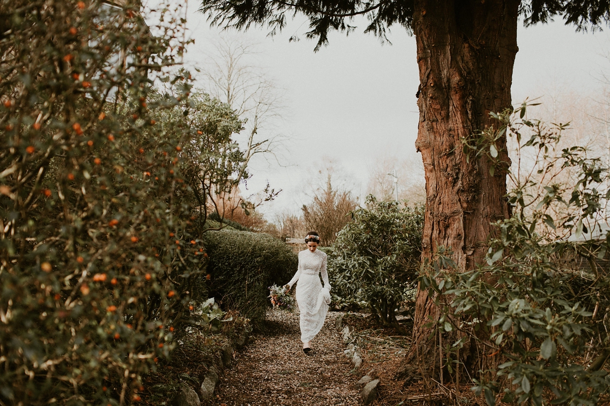 long sleeved wedding dress at home vintage 18