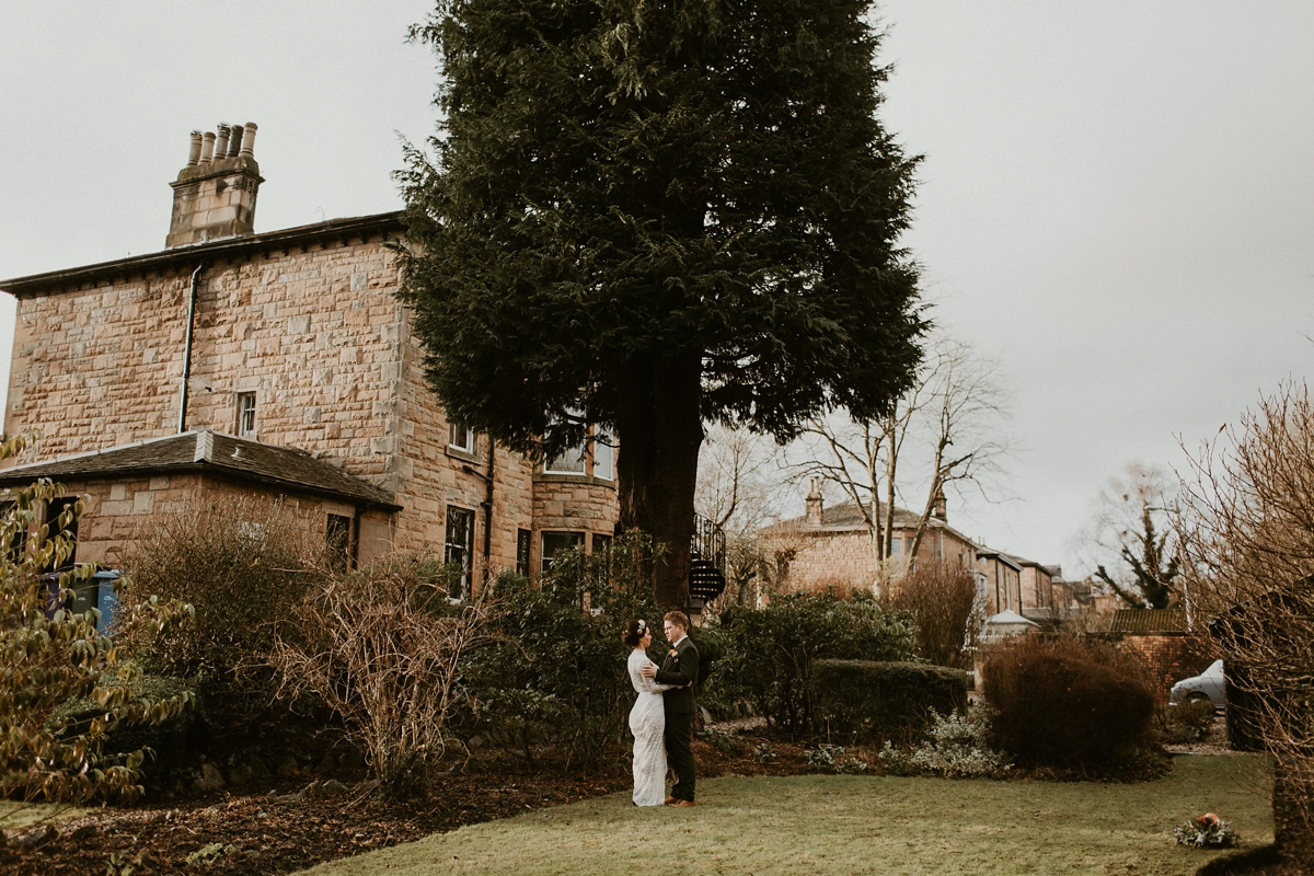 long sleeved wedding dress at home vintage 19