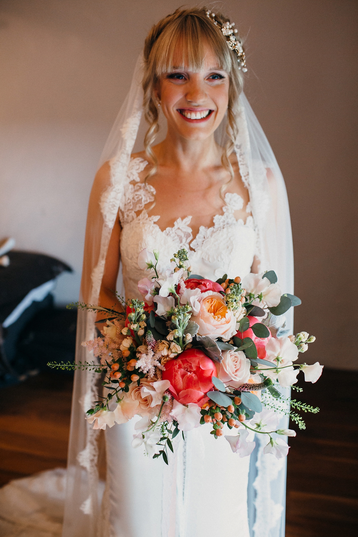pronovias pink mint cornwall barn wedding 12 - A Pronovias gown + Pinks and Mints for a Cornish Barn Wedding pronovias pink mint cornwall barn wedding 12